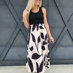 asia direct+ DRESSES Two Tone Floral Print Dress In Black