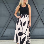 asia direct+ DRESSES Two Tone Floral Print Dress In Black