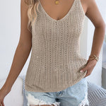 Eyelet Cami Tank In Khaki - Infinity Raine
