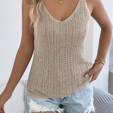 Eyelet Cami Tank In Khaki - Infinity Raine