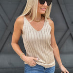 Eyelet Cami Tank In Khaki - Infinity Raine