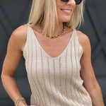 Eyelet Cami Tank In Khaki - Infinity Raine