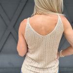 Eyelet Cami Tank In Khaki - Infinity Raine