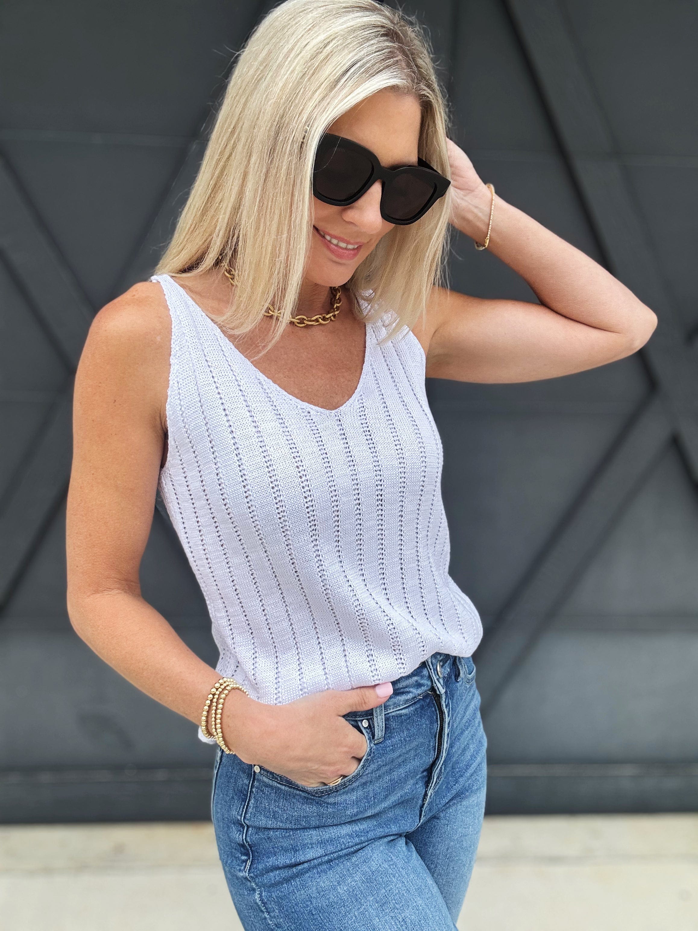 Asia Direct+ Tops - Tanks Eyelet Cami Tank In White
