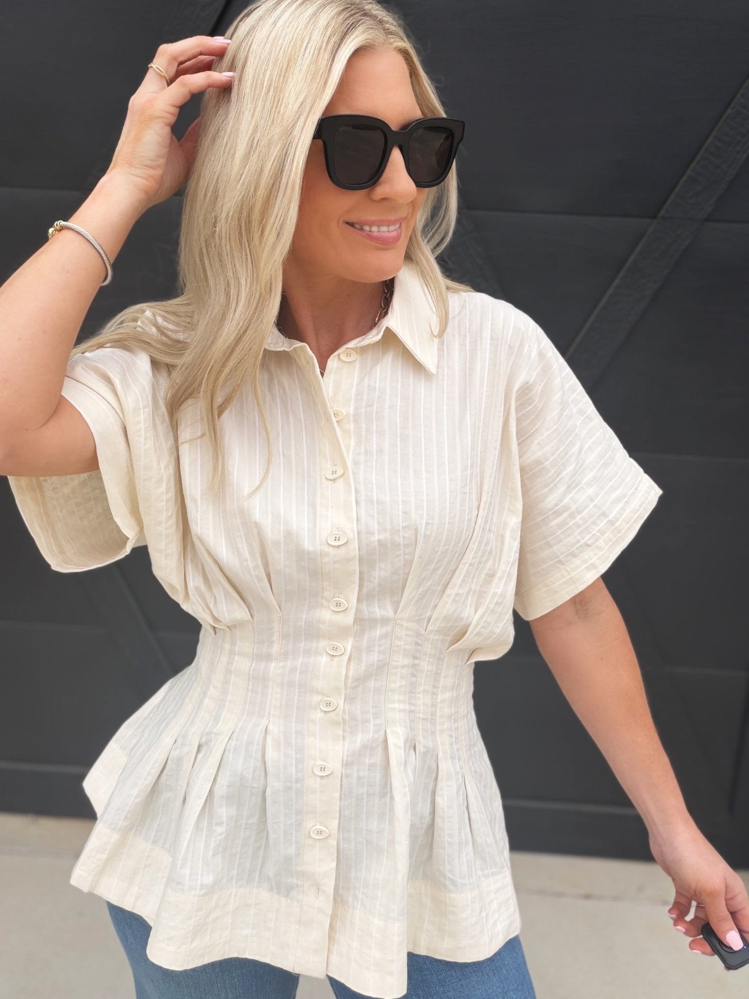 Aster Shirt Top In Natural - Infinity Raine
