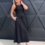 ASTR Bow Back Apron Dress In Black - Infinity Raine