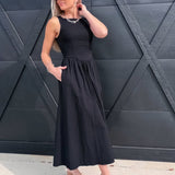 ASTR Bow Back Apron Dress In Black - Infinity Raine