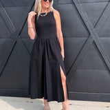 ASTR Bow Back Apron Dress In Black - Infinity Raine
