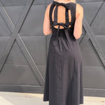 ASTR Bow Back Apron Dress In Black - Infinity Raine