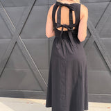 ASTR Bow Back Apron Dress In Black - Infinity Raine