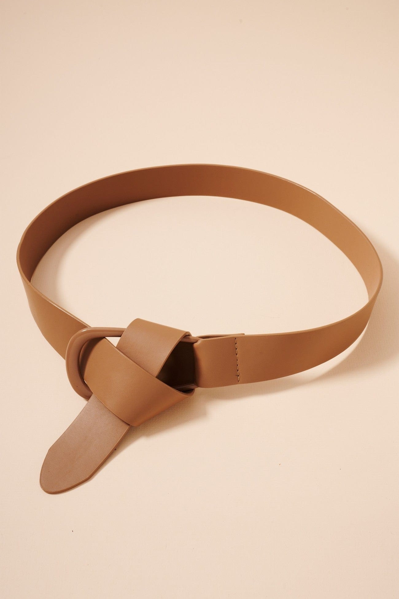 Faux Leather Oval Belt-Beige - Infinity Raine
