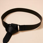 Faux Leather Oval Belt-Black - Infinity Raine