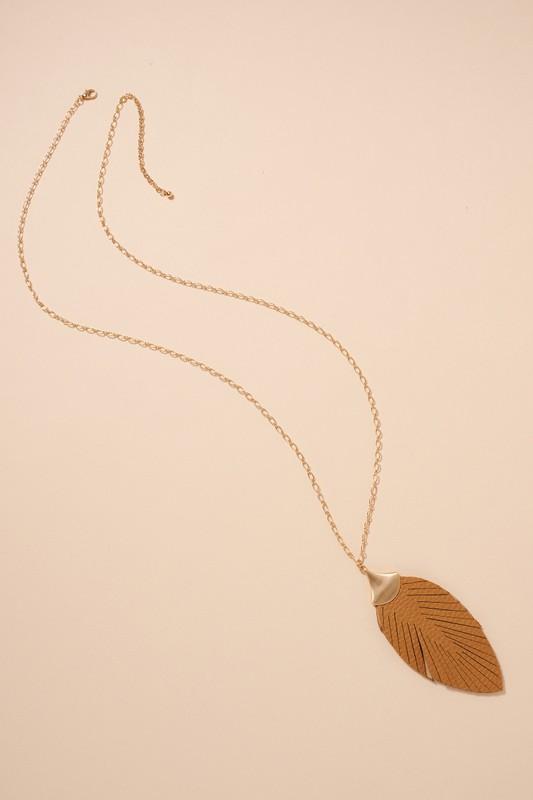 Broken Wing Feather Necklace-Tan - Infinity Raine