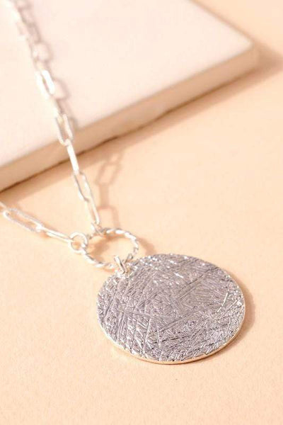 Do Better Hammered Pendant Necklace & Earrings Set-Silver - Infinity Raine