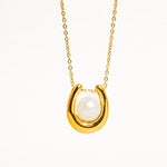 Barn 18K Gold Non-Tarnish Horseshoe Pearl Necklace - Infinity Raine