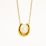 Barn 18K Gold Non-Tarnish Horseshoe Pearl Necklace - Infinity Raine