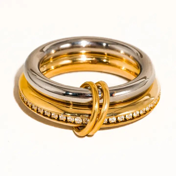 Bayard 18K Gold Non-Tarnish Multi Stack Cz Band Ring - Infinity Raine