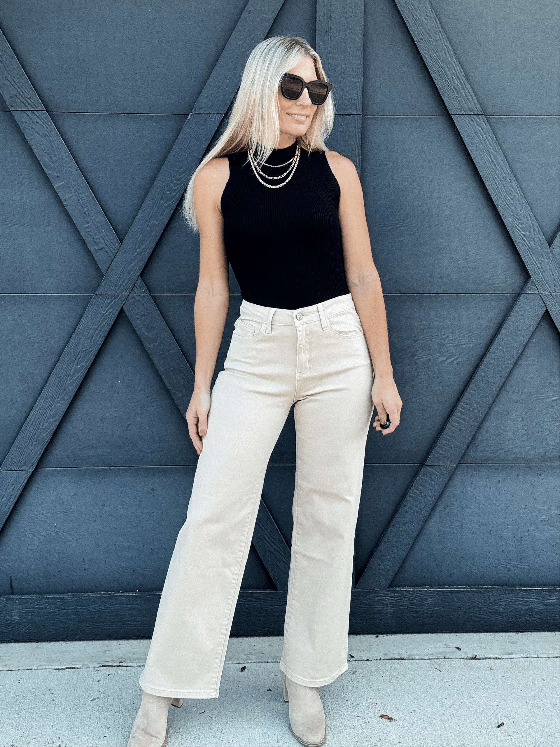 Bayeas High Rise Wide Leg Twill Pants In Khaki – Infinity Raine