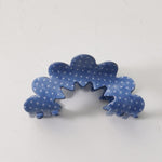 Vintage Porcelain Style Half Moon Hair Claw Clip In Blue - Infinity Raine