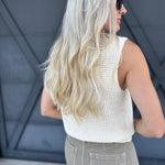 Chunky Waffle Knit Sweater Vest In Cream - Infinity Raine
