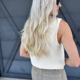 Chunky Waffle Knit Sweater Vest In Cream - Infinity Raine