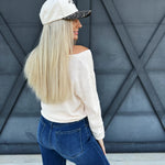 Long Sleeve Cotton Slub Top In Natural - Infinity Raine