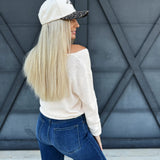 Long Sleeve Cotton Slub Top In Natural - Infinity Raine