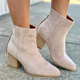 Beast Fashion Shoes - Booties Suede Ankle Booties In Taupe