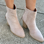 Beast Fashion Shoes - Booties Suede Ankle Booties In Taupe