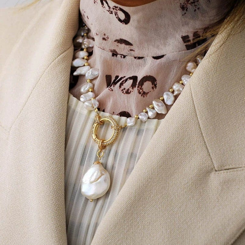 Luxury Freshwater Pearl Choker Necklace In Gold - Infinity Raine