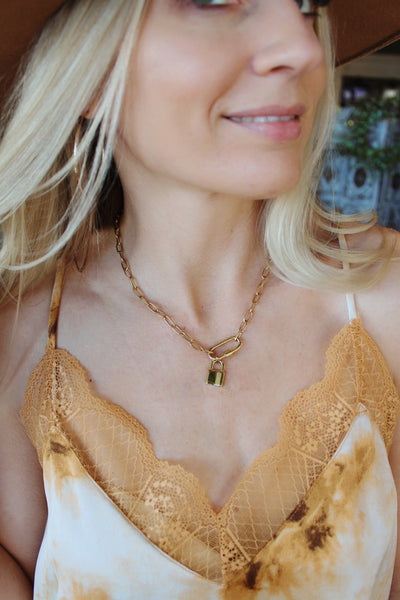 Ellipse Lock Pendant Chain Necklace - Infinity Raine