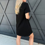Simple Short Sleeve Dress-Black - Infinity Raine