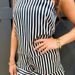 Stripe Ruffle Short Lounge Shirt - Infinity Raine