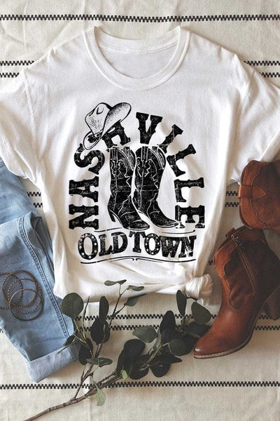 Nashville Old Town Graphic Tee-White - Infinity Raine