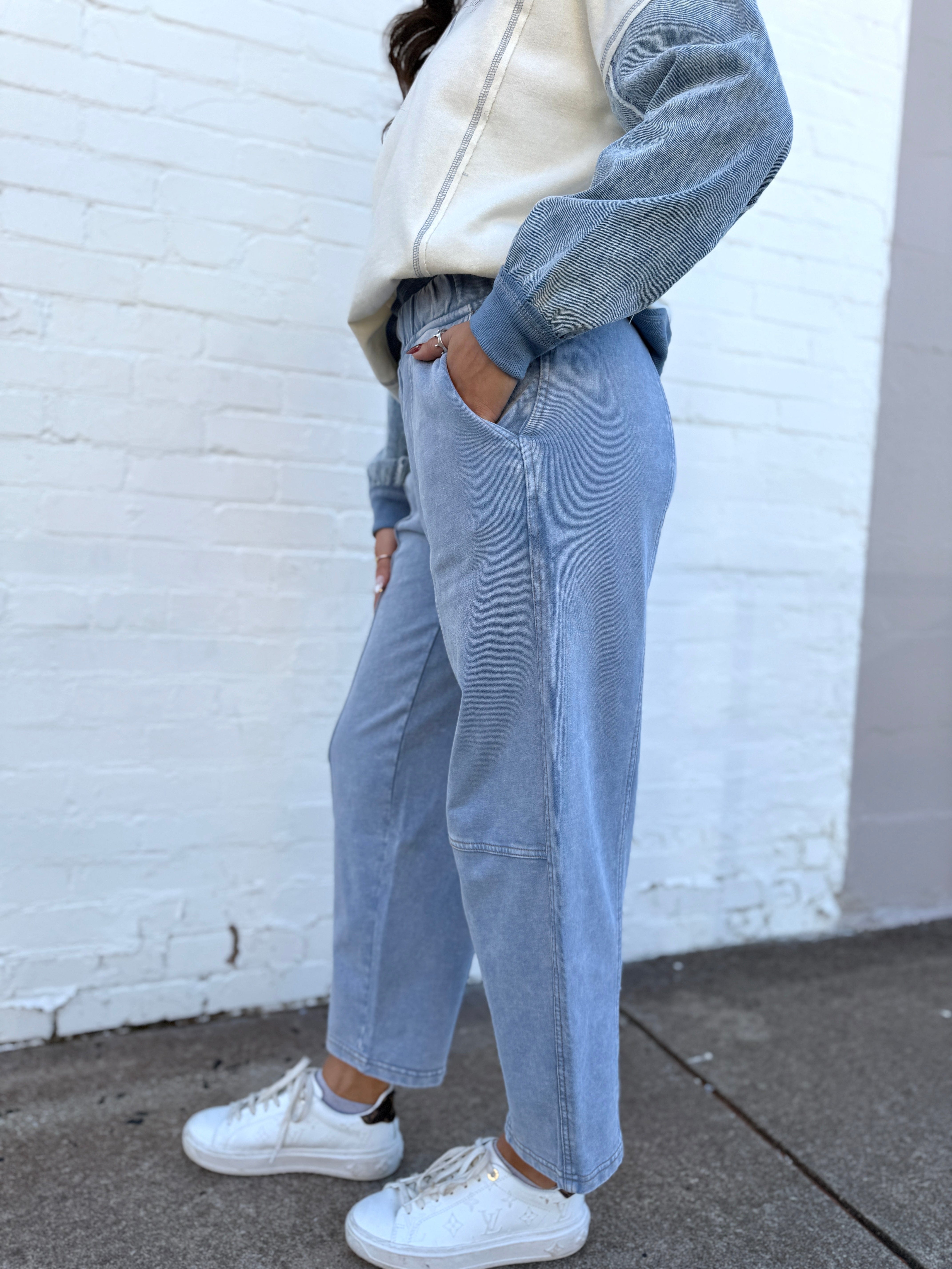 blu pepper Bottoms - Pants Denim Barrel Sweats In Light