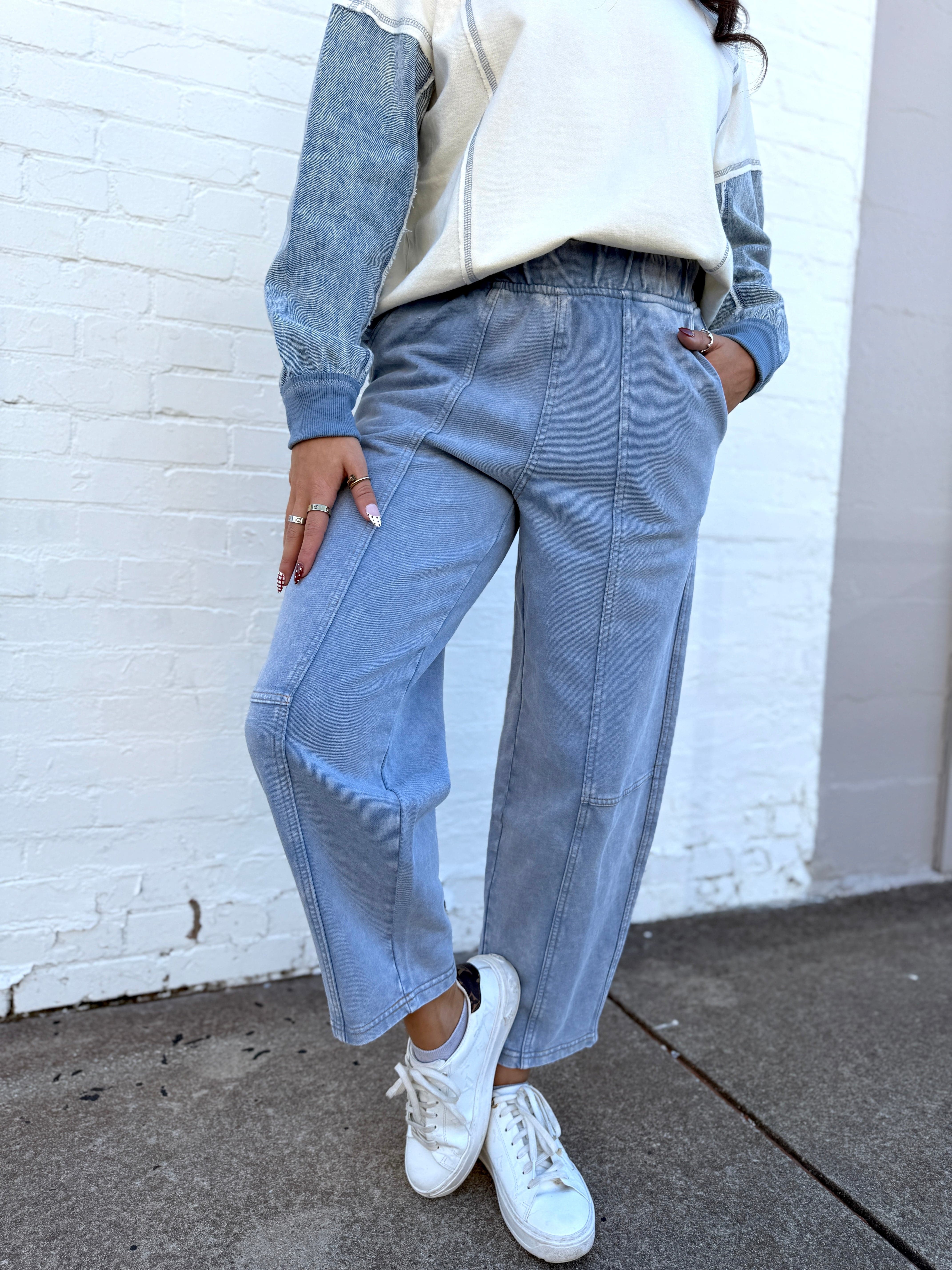 Denim Barrel Sweats In Light - Infinity Raine