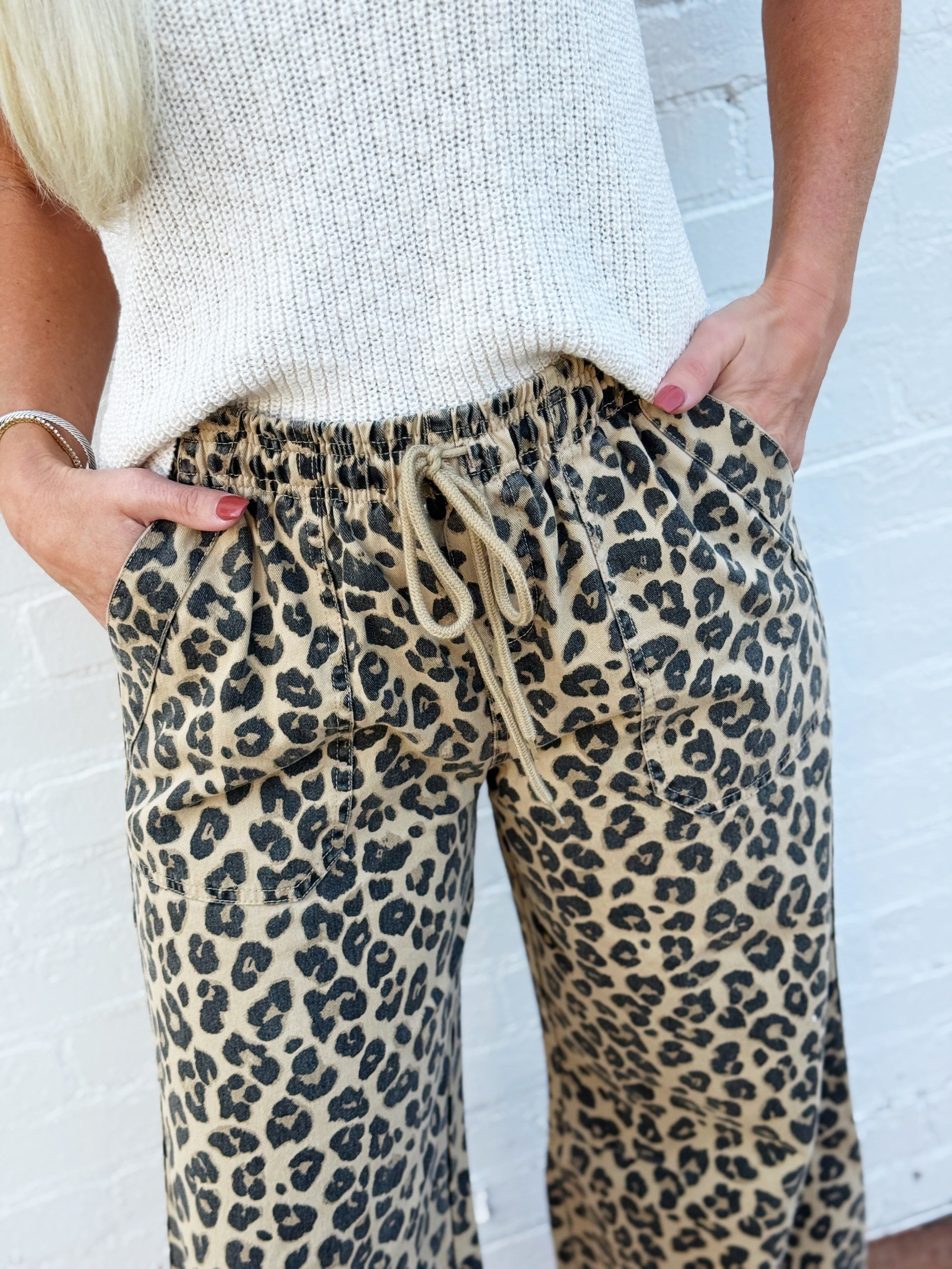 blu pepper Bottoms - Pants Drawstring Barrel Pants In Leopard