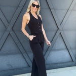 Pleated Wide Leg Dress Pants In Black - Infinity Raine