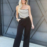 Pleated Wide Leg Dress Pants In Black - Infinity Raine