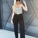 Pleated Wide Leg Dress Pants In Black - Infinity Raine