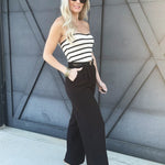 Pleated Wide Leg Dress Pants In Black - Infinity Raine