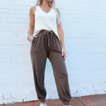 blu pepper Bottoms - Pants Washed Drawstring Joggers In Brown