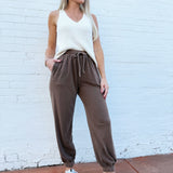 blu pepper Bottoms - Pants Washed Drawstring Joggers In Brown