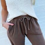 blu pepper Bottoms - Pants Washed Drawstring Joggers In Brown
