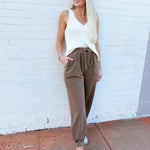 blu pepper Bottoms - Pants Washed Drawstring Joggers In Brown