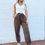 blu pepper Bottoms - Pants Washed Drawstring Joggers In Brown