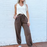 blu pepper Bottoms - Pants Washed Drawstring Joggers In Brown