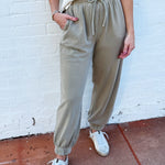 blu pepper Bottoms - Pants Washed Drawstring Joggers In Mocha