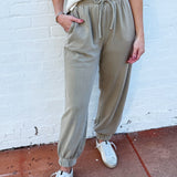 blu pepper Bottoms - Pants Washed Drawstring Joggers In Mocha