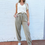 blu pepper Bottoms - Pants Washed Drawstring Joggers In Mocha